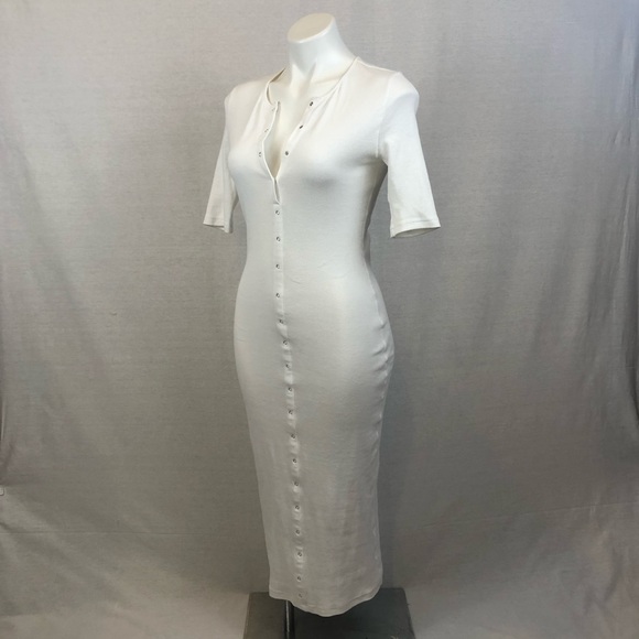 1/4 Sleeve Ribbed Midi Bodycon Dress - Picture 2 of 4